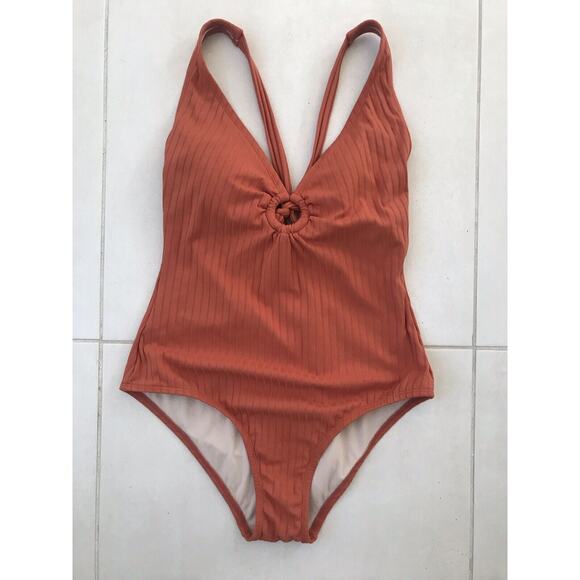 Kona Sol One Piece Swimsuit Padded Ribbed Knit Swimwear - Picture 1 of 9